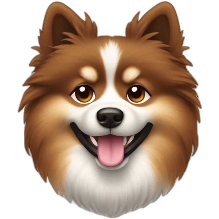 Spitz dog happy face only dark brown color hairy emoji