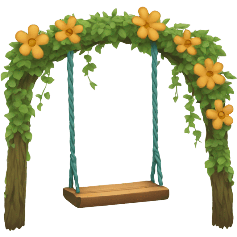 A swing made from flower and vines emoji