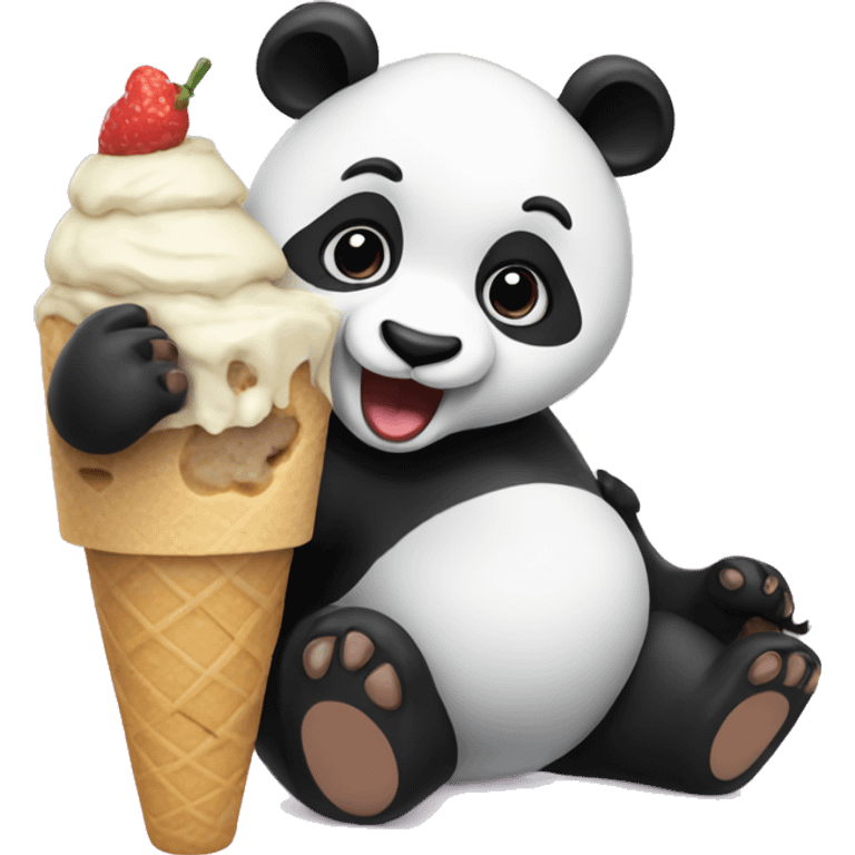 Panda eating ice cream emoji