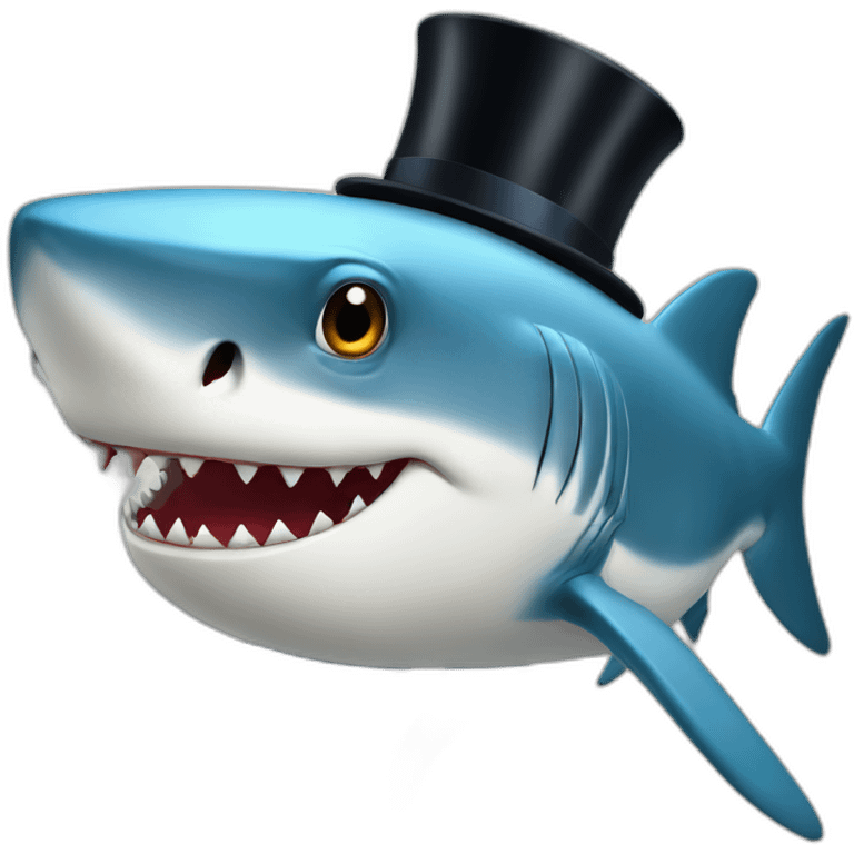 Shark with a top hat emoji