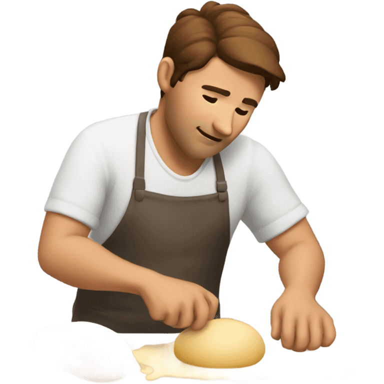 Brown hair male making bread emoji