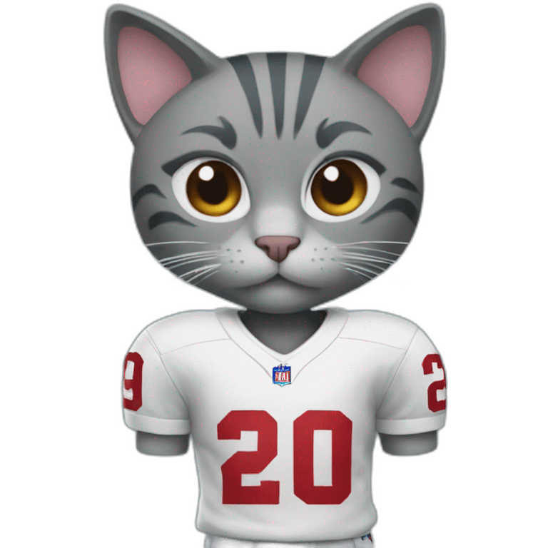 grey cat in new york giants uniform emoji