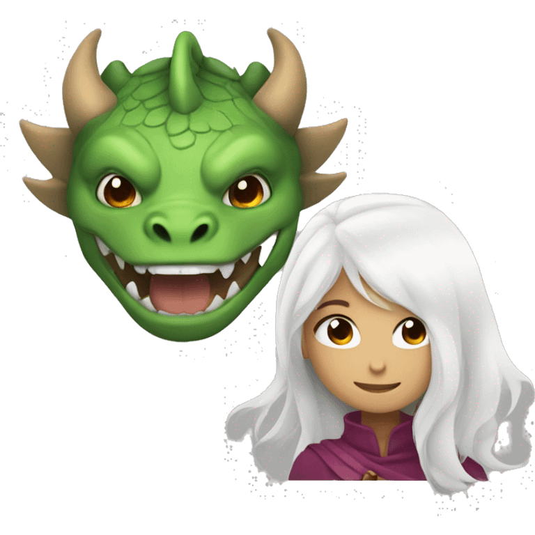 Dragon and white hair gir emoji