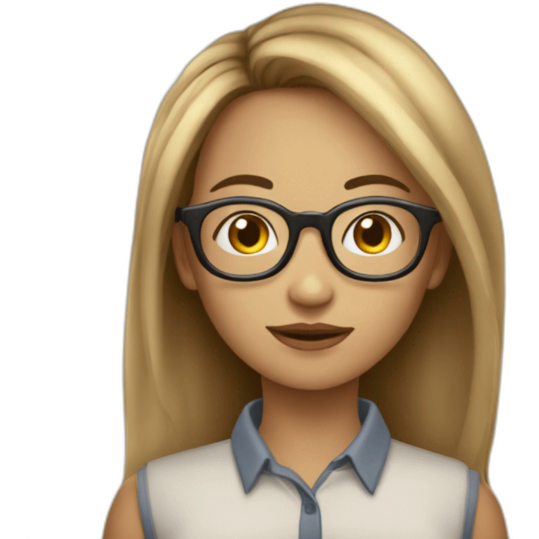 Fille avec cheveux longs et lunettes qui vomi des patates emoji