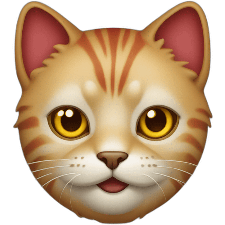 A freaky cat with Red and golden colour emoji