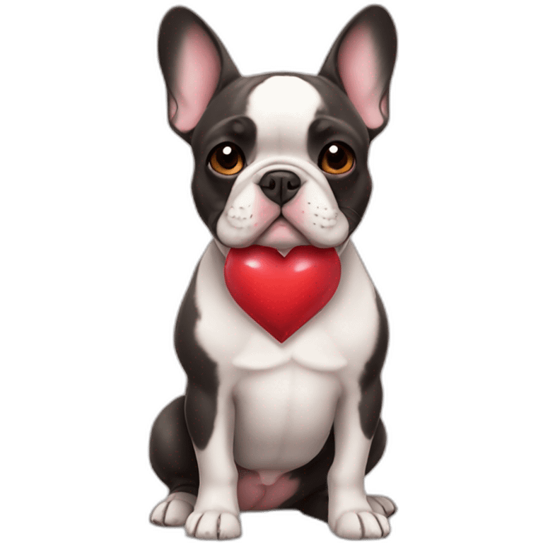 french bulldog with heart emoji