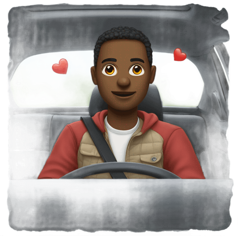 casual portrait in car interior with hearts  emoji