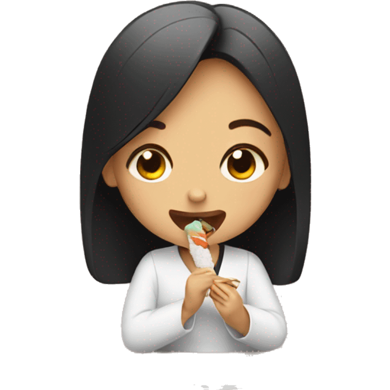 girl eats sushi emoji