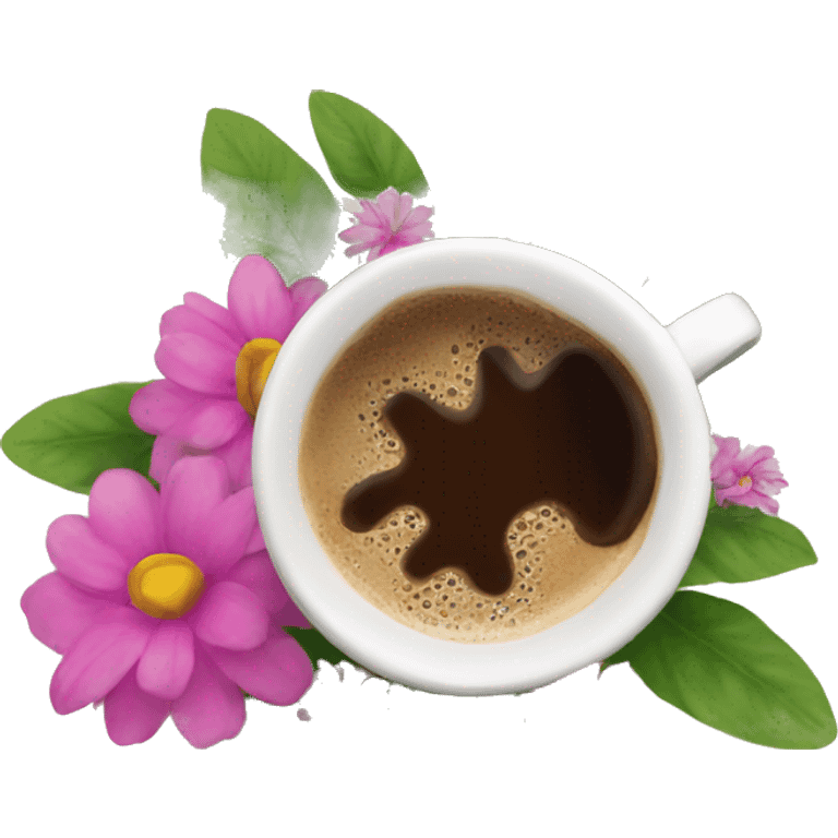 Coffee and flowers emoji