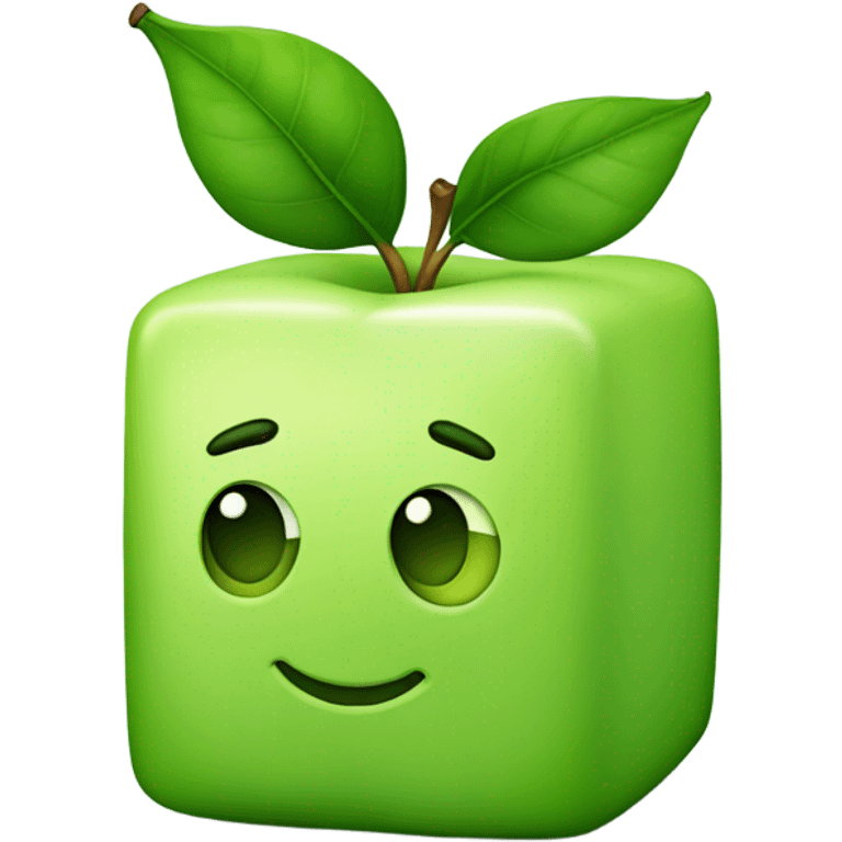 green Cube shaped Apple emoji