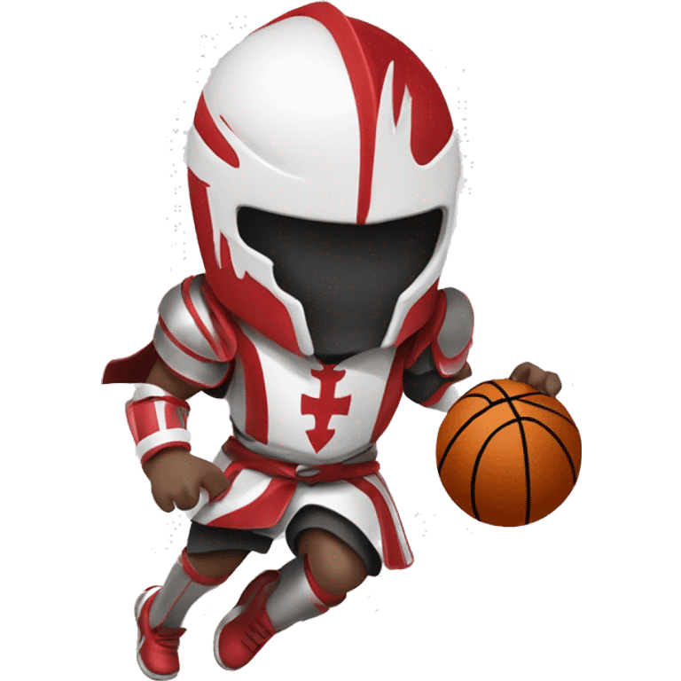 Red and white knight dribbling a basketball  emoji