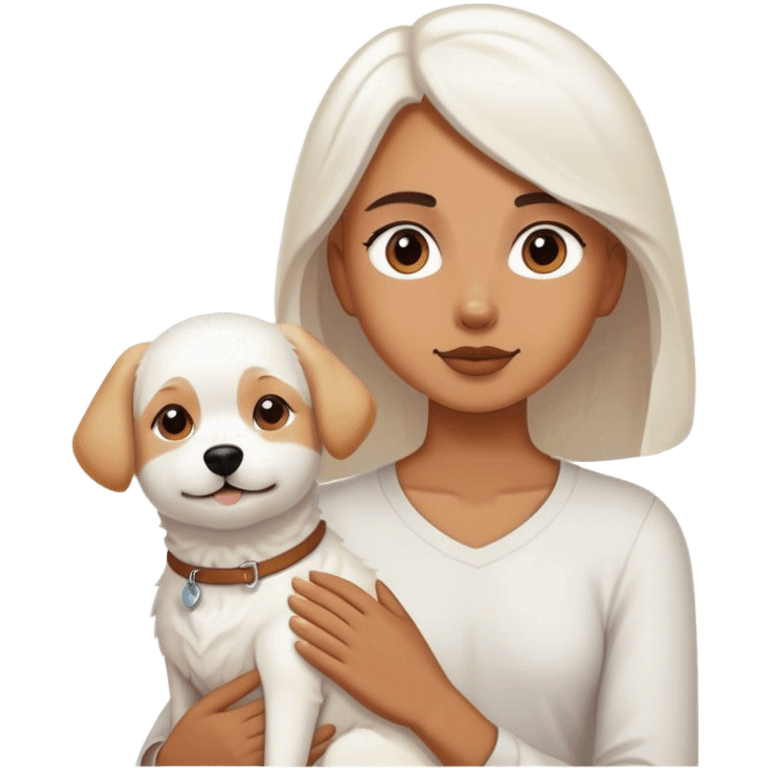 Yo con mi perro de color blanco emoji