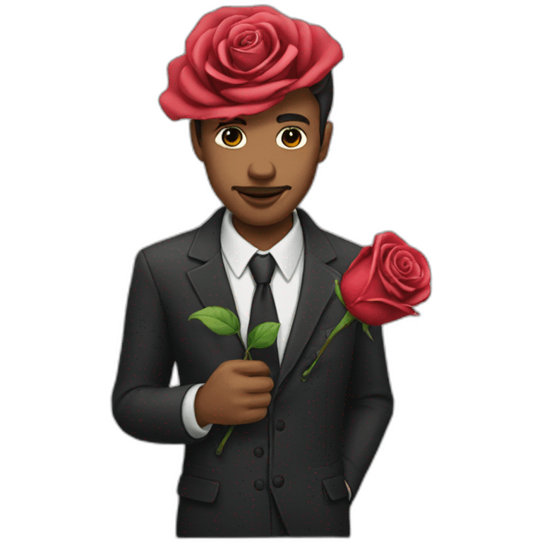 man with rose in his lips emoji