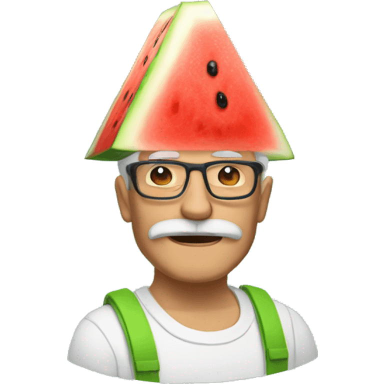 old guy with a watermelon helmet emoji