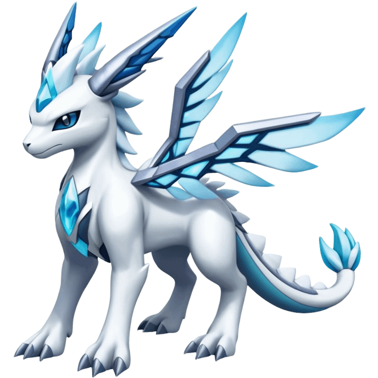 Kyurem-reshiram-Glaceon-dialga-suicune-hybrid, full body emoji