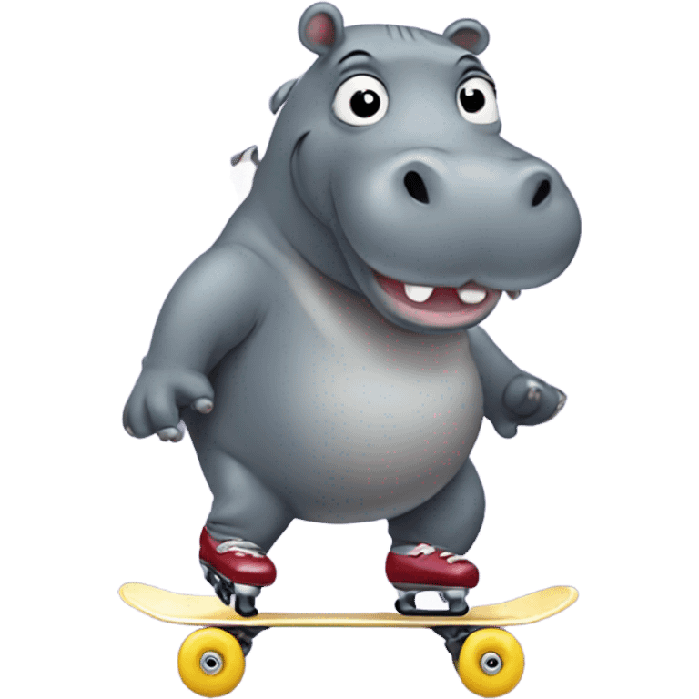 Hippo on skates emoji