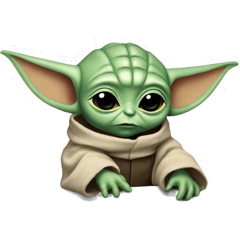 baby yoda controlling a computer with the force emoji