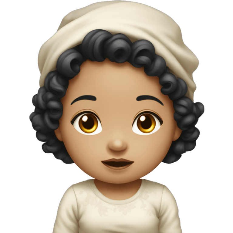 Southeast Asian female infant with black curly hairSou emoji