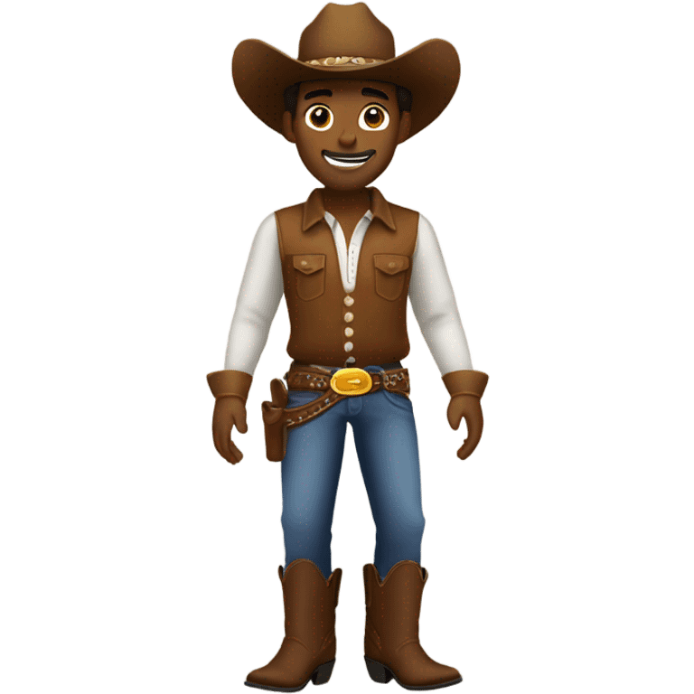 Brown skinned cow boy with cowboy hat and cowboy boots on emoji