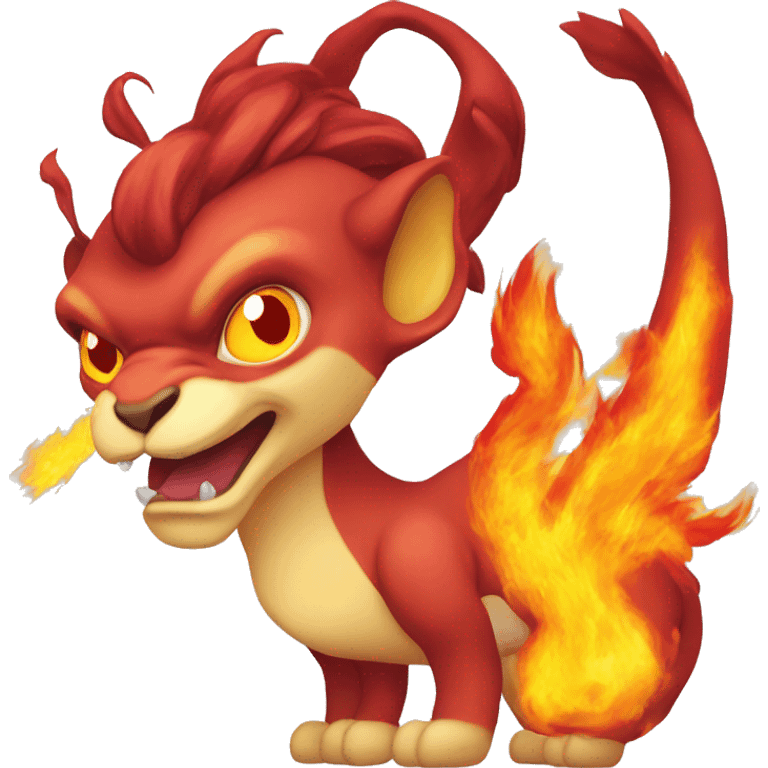 red and yellow chimera with fire emoji