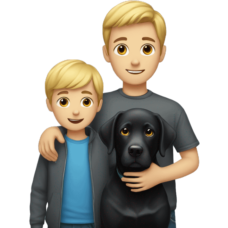 A boy and a black Labrador emoji