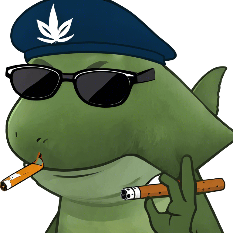 Shark smoking a spliff emoji