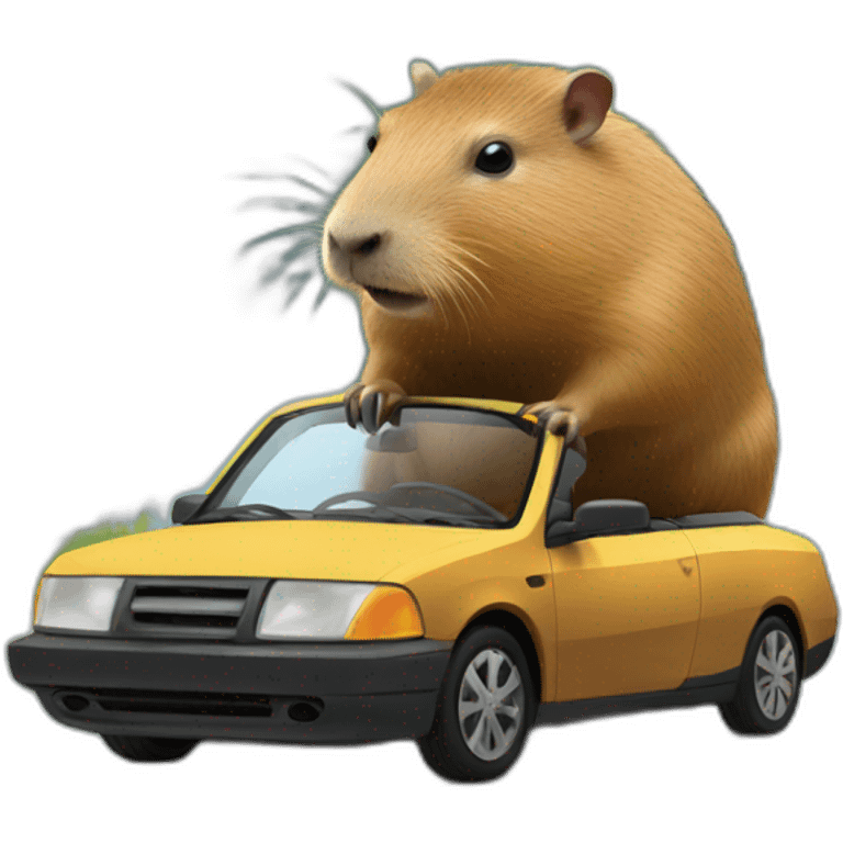 Capybara on a car emoji