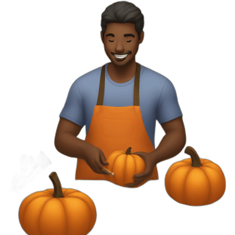 Guy painting pumpkins emoji