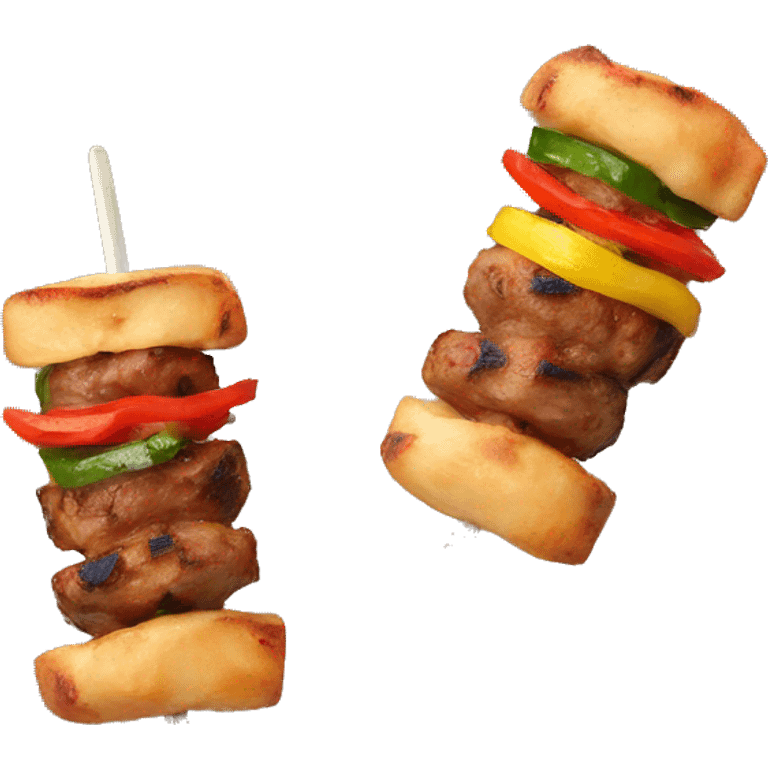 2 cooked kebabs on skewers emoji