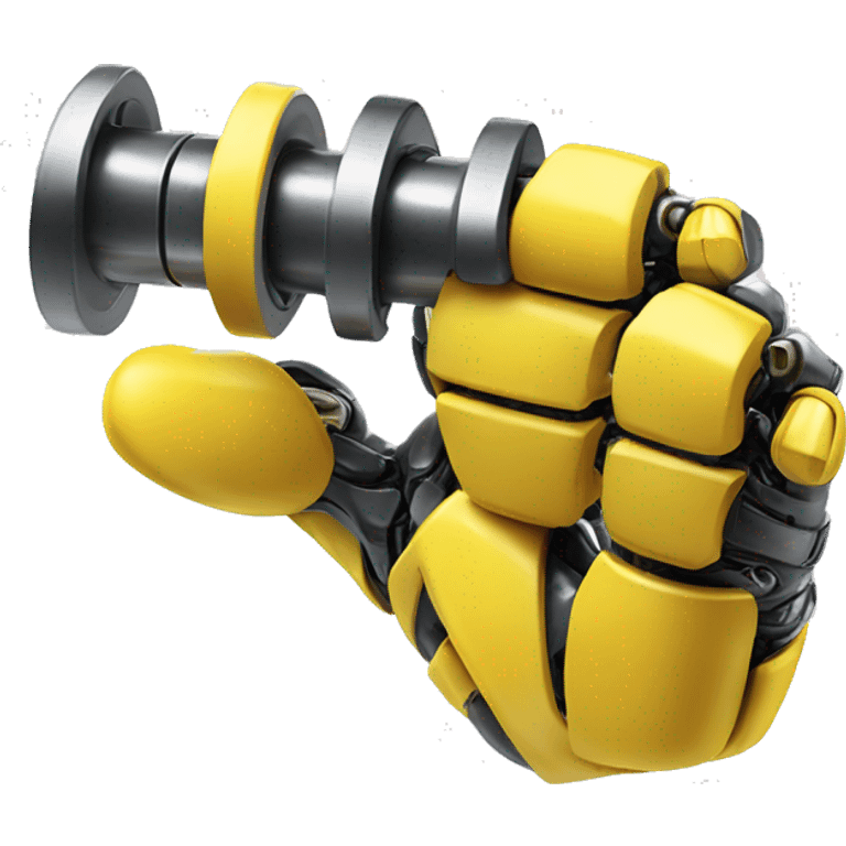 Yellow mechanical cyborg bicep that’s flexing emoji