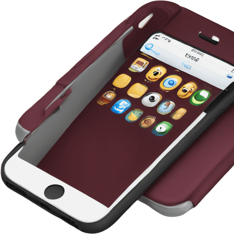 iPhone with burgundy case emoji