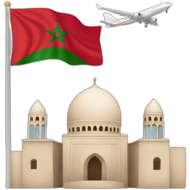 deux bulding et avion crach avec drapeau maroc emoji