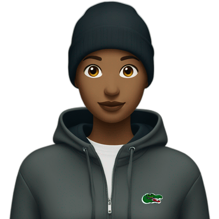 Lacoste bag girl with black lacoste hoodie emoji