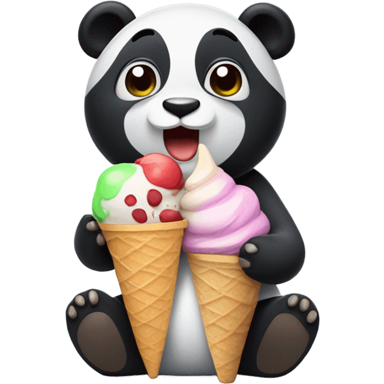 Panda eating ice cream emoji