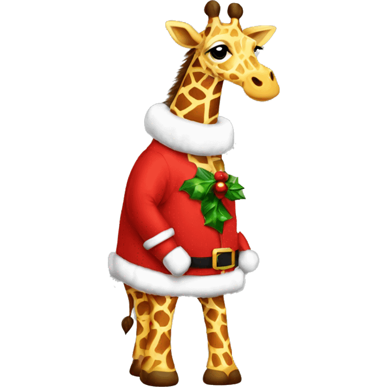 Giraffe with Santa clothes  emoji