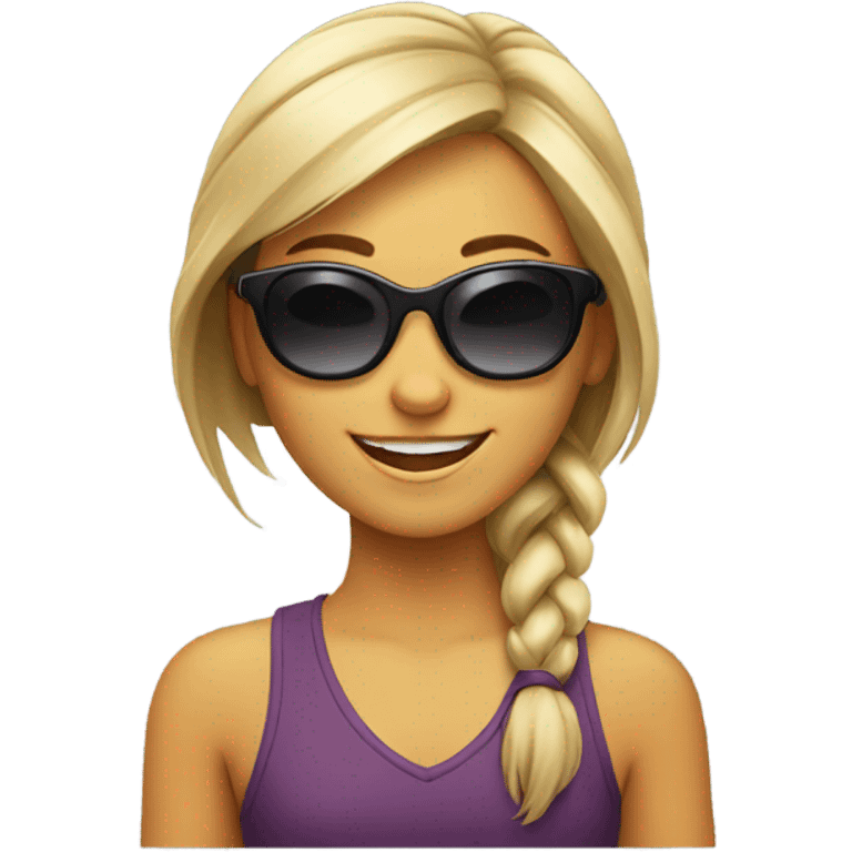 smiling girl with sunglasses emoji