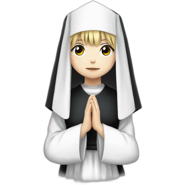 Misa Amane from death note dressed as a nun and praying half turn emoji