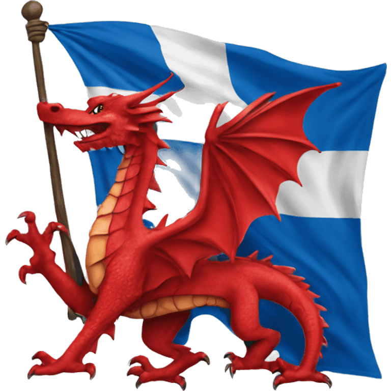 A red dragon holding finland flag emoji