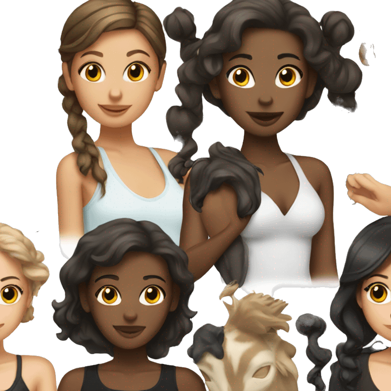 Two black girls and brunette emoji