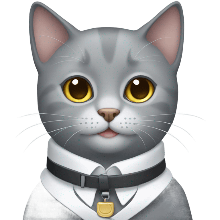 Cute grey cat with a white collar emoji