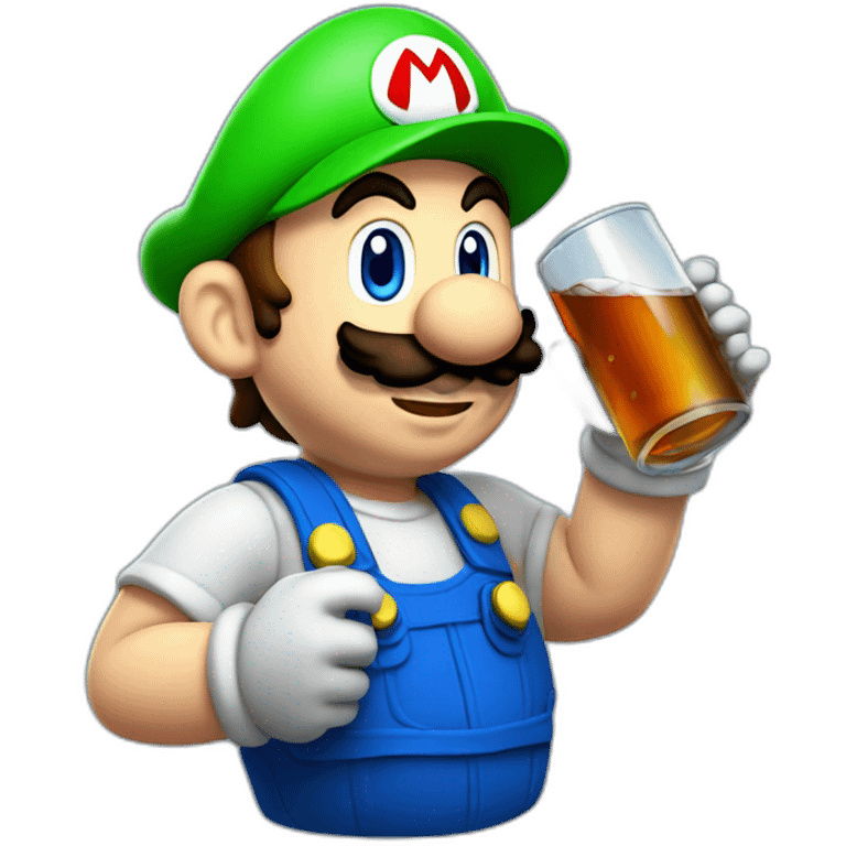 Mario plumber drinking alcohol emoji