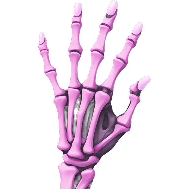 Skeleton hand 5 fingers with pink polish nails minimalistic  emoji