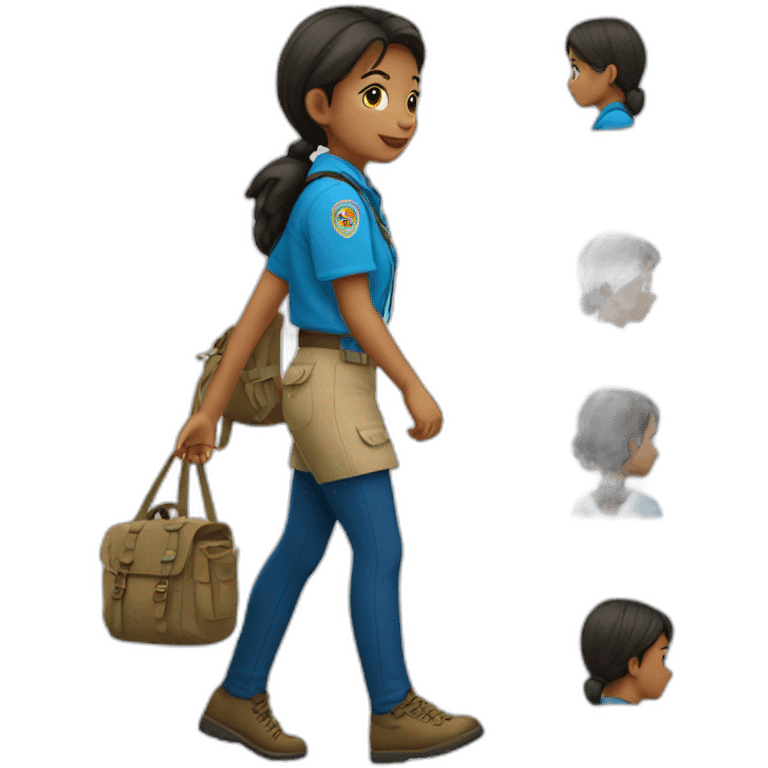 Scout girl with blue shirt walking  emoji