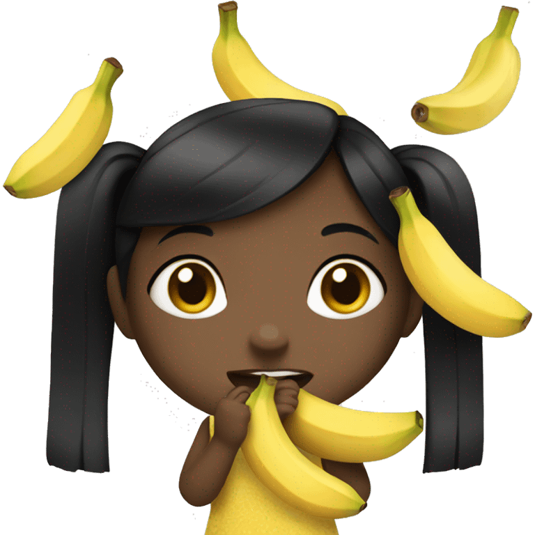 Black hair Girl eat banana  emoji