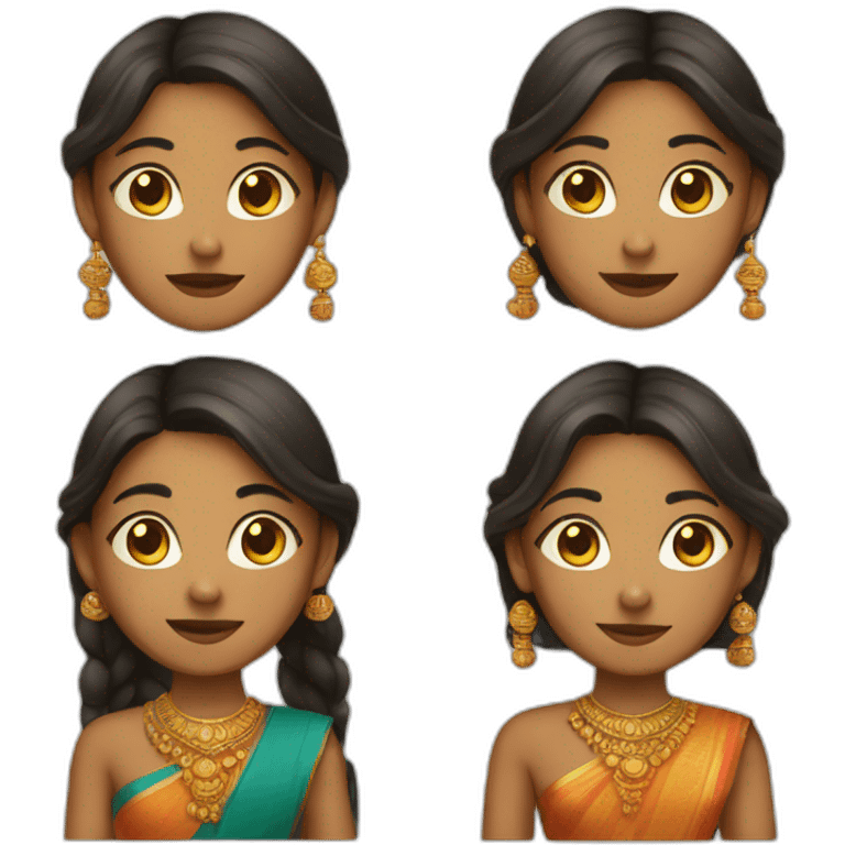 Two girl wearing Indian traditional  emoji