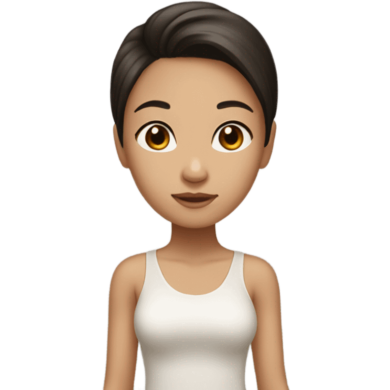 black brown hair asian clean girl with  emoji