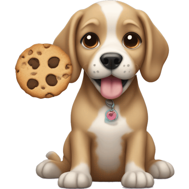 Dog with cookie as a foot emoji