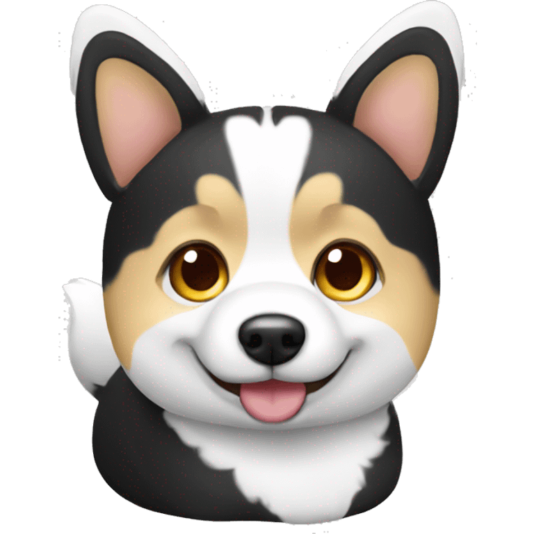 Black&White corgie that works with laptop emoji