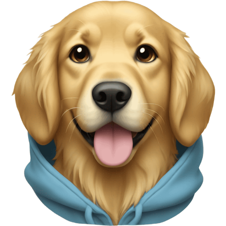 Golden retriever wearing a hoodie emoji