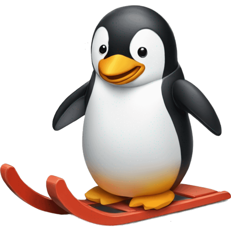 A penguin on a sled happy emoji